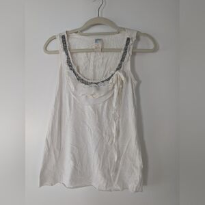 Anthropologie Deletta Beaded Ruffle Tank Top – Size Small 🤍✨